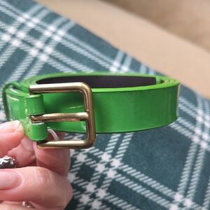 J. Crew patent Leather Green Belt with Gold Buckle S
